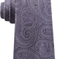 Gravata de seda paisley com textura rica masculina Michael Kors, cinza, tamanho regular