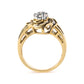 10K Yellow Gold 1/2 Cttw Round and Baguette Diamond Flower Swirl Cocktail Ring (I-J Color, SI2-I1 Clarity) - Ring Size 7