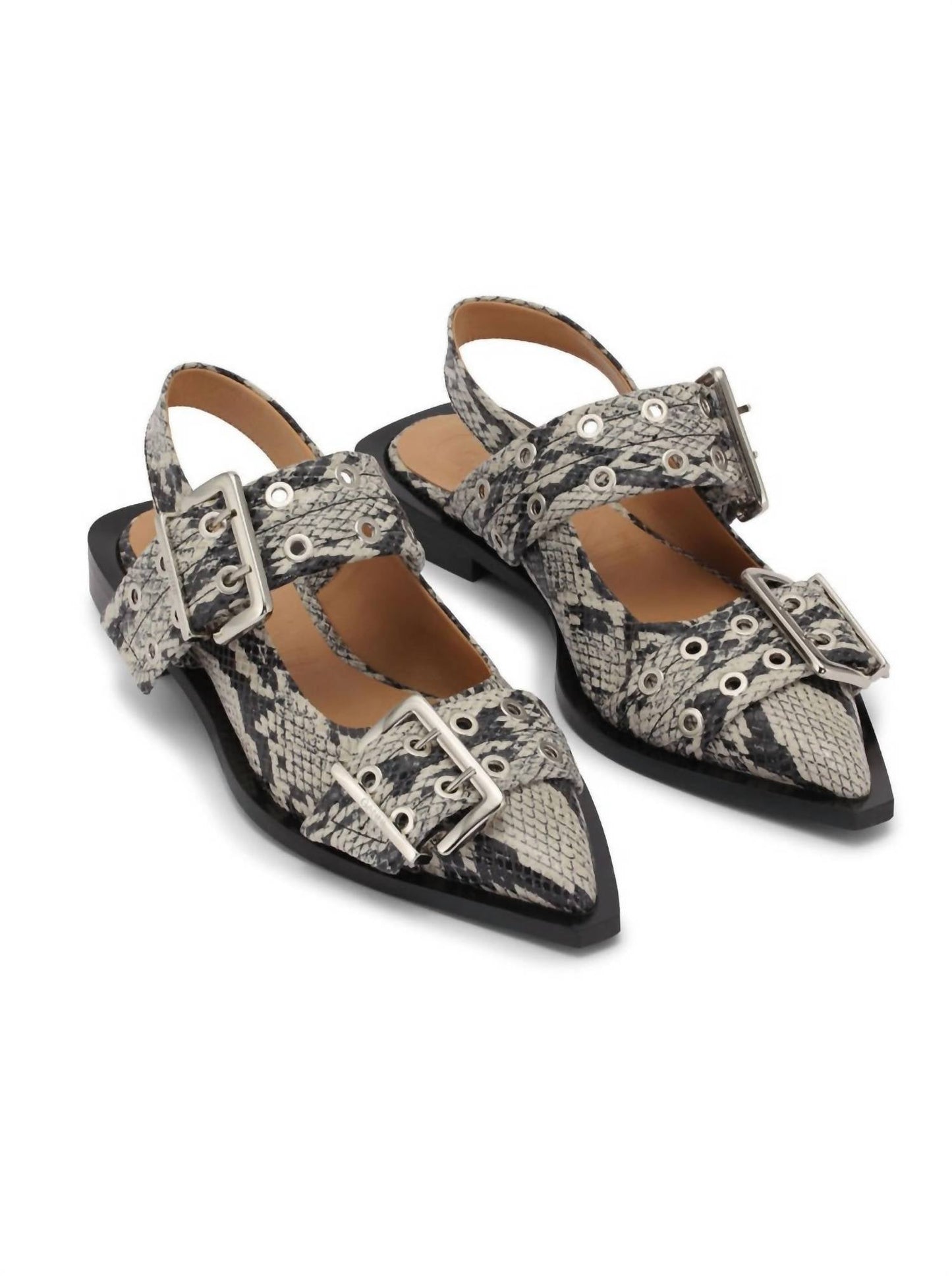 Ganni - Women's Chunky Buckle Ballerina Flat Sandals