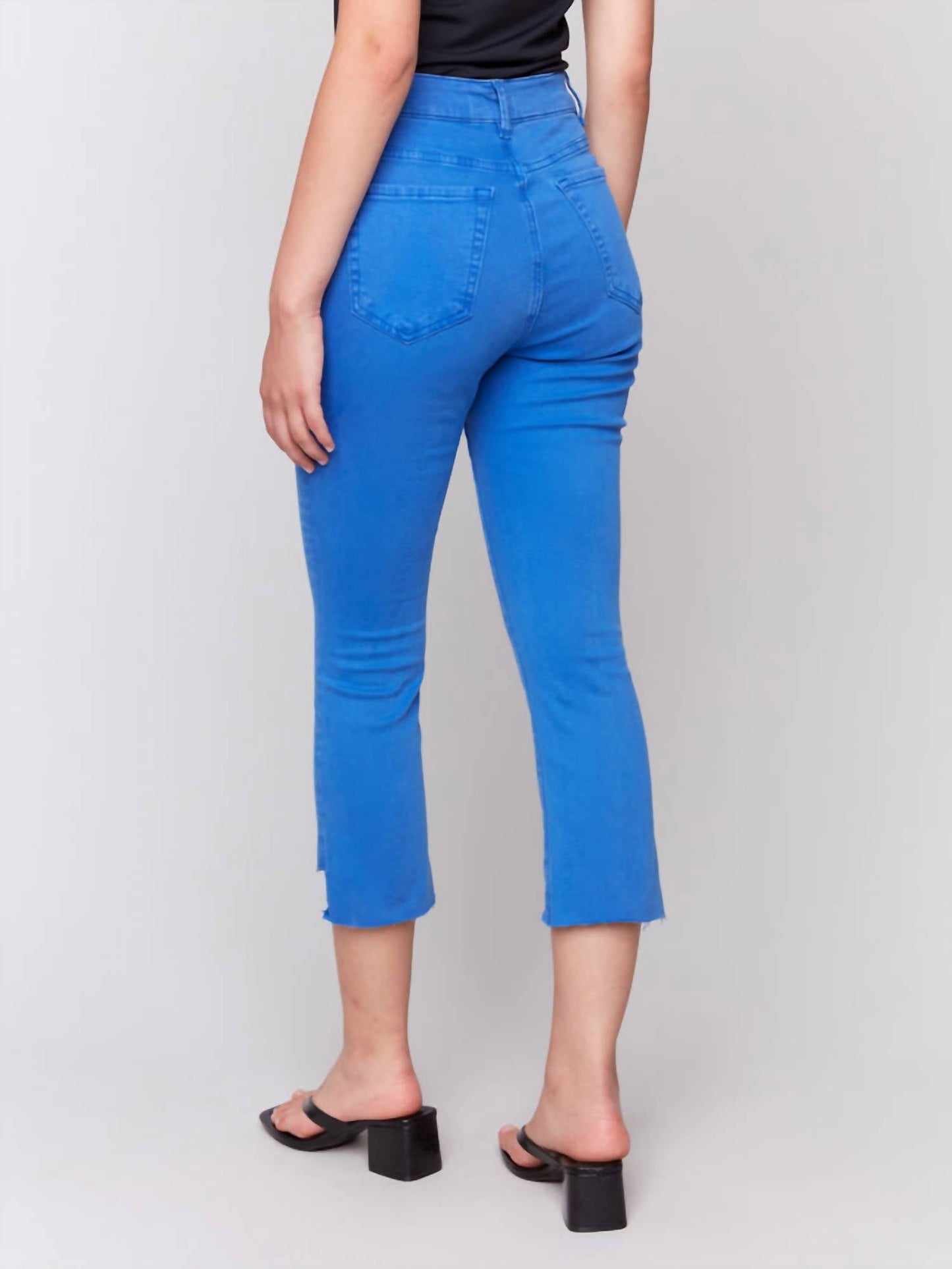 Charlie B - Asymmetrical Hem Cropped Twill Pants