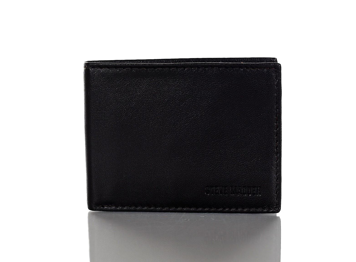 Steve Madden Luva de Couro Masculina com Bloqueio RFID, Carteira Preta, Tamanho Regular