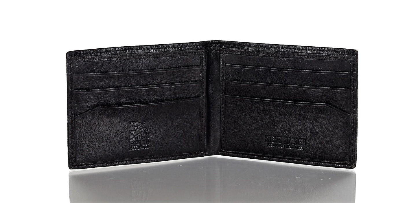 Steve Madden Luva de Couro Masculina com Bloqueio RFID, Carteira Preta, Tamanho Regular