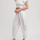 Bluivy - Cropped Ribbon Tie-back Top With Matching Harem Pants