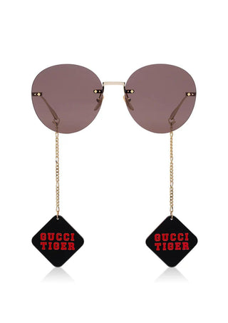Gucci - Óculos de sol redondos femininos Tiger com pingente
