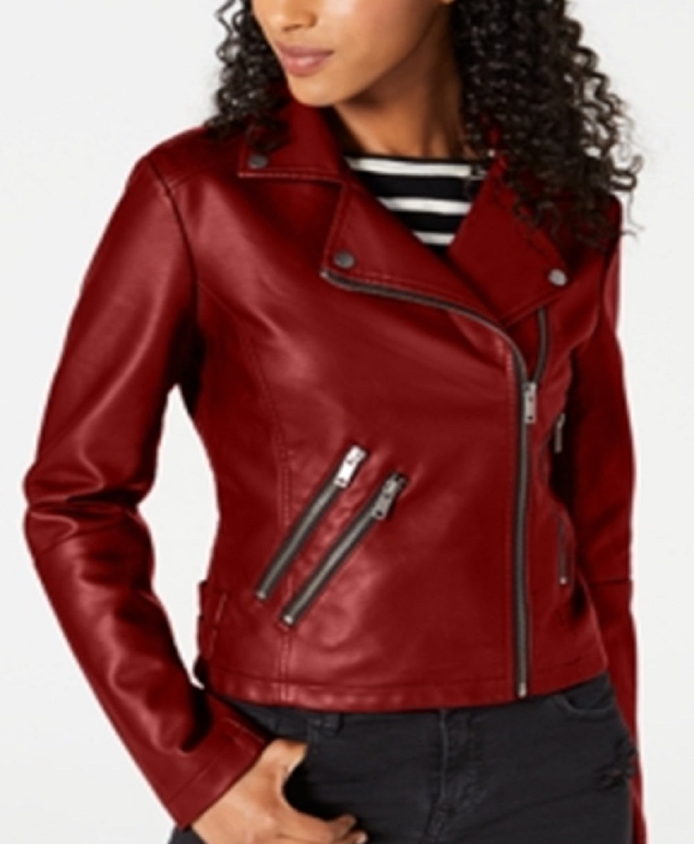 Jaqueta de couro sintético Coffeeshop Junior's Motocicleta vermelha tamanho pequeno