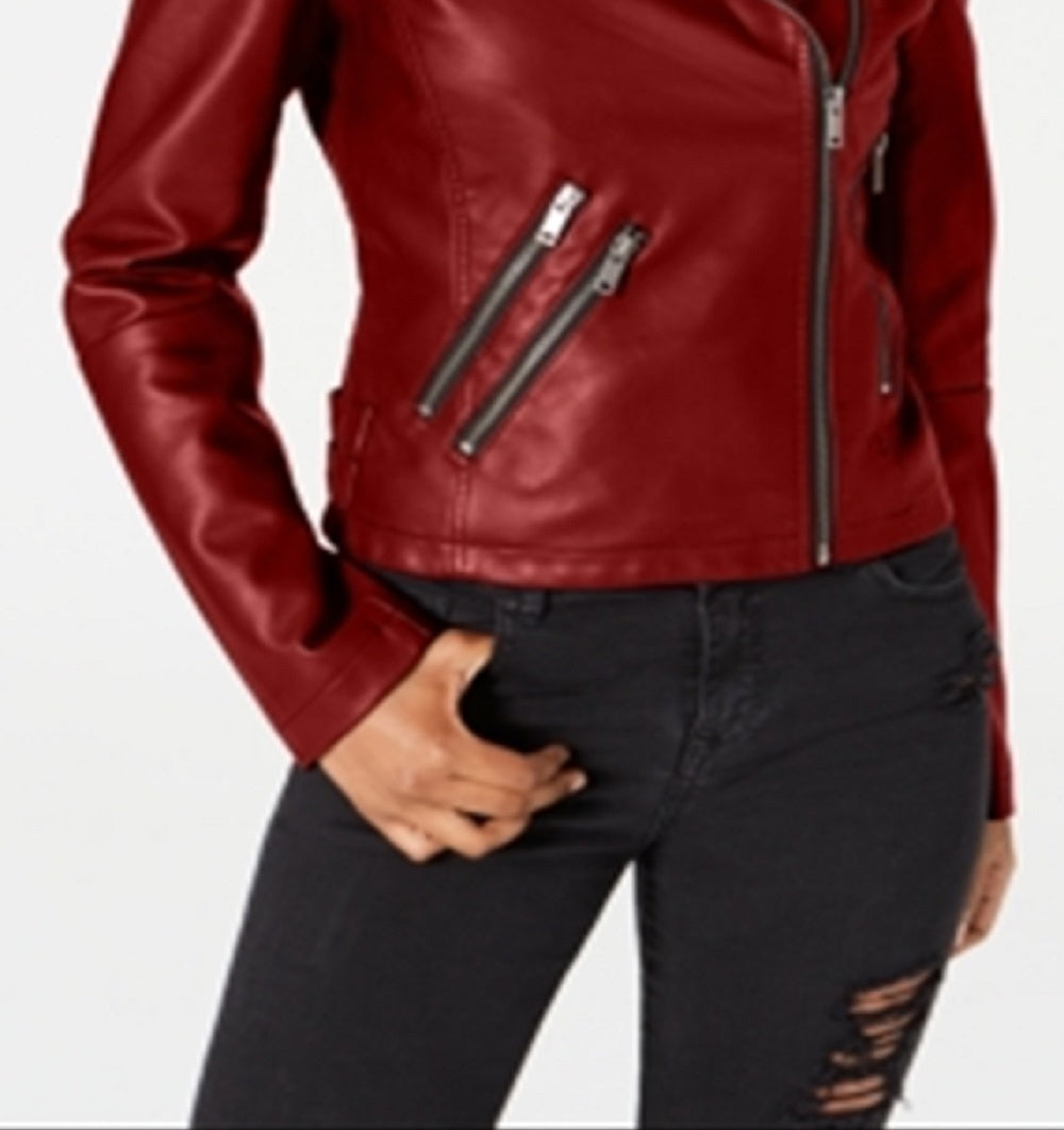 Jaqueta de couro sintético Coffeeshop Junior's Motocicleta vermelha tamanho pequeno