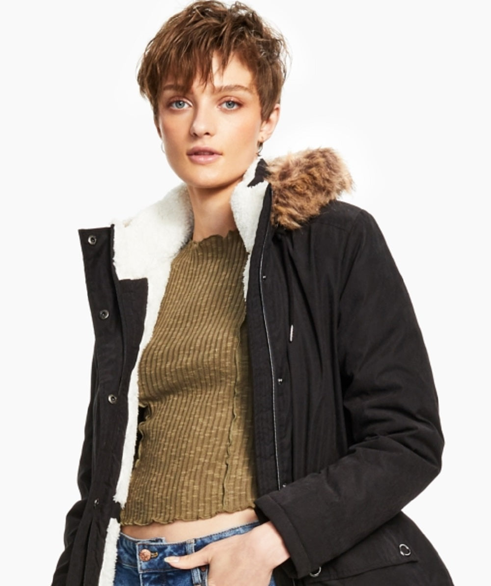 Moletom com capuz Coffeeshop Junior's Faux Trim preto tamanho X pequeno