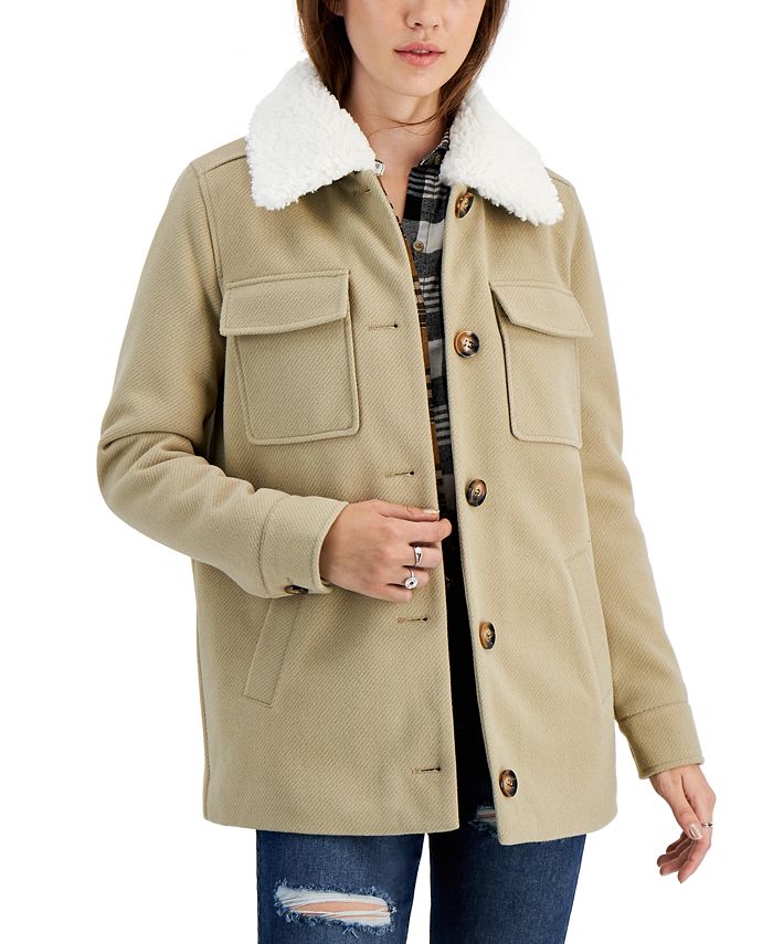 Jaqueta Coffeeshop Junior's com gola falsa, marrom, tamanho X P