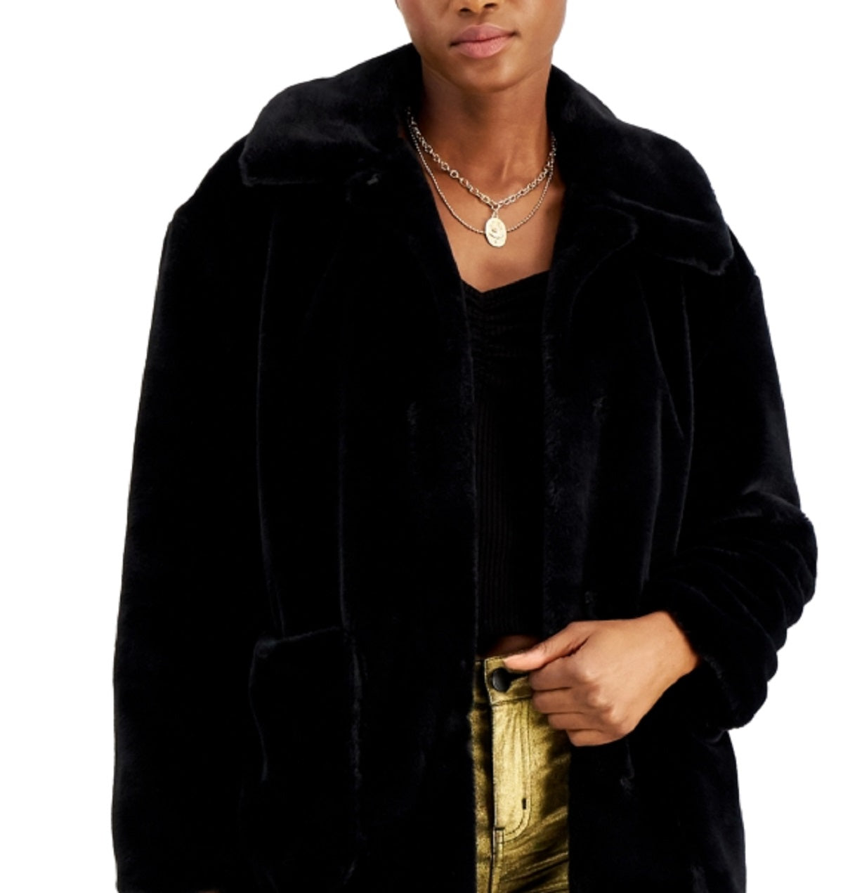 Casaco de pele sintética de leopardo Coffeeshop Junior's, preto, tamanho médio