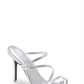 Sandália de salto agulha Cindy STUDIO BLACK SUEDE em couro napa prateado, tamanho 8,5