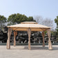 Khaki Outdoor Patio Gazebo Canopy Tent with Ventilated Double Roof