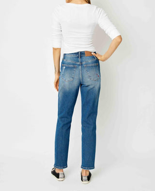 Judy Blue - Calça jeans boyfriend de cintura alta com bolso para moedas