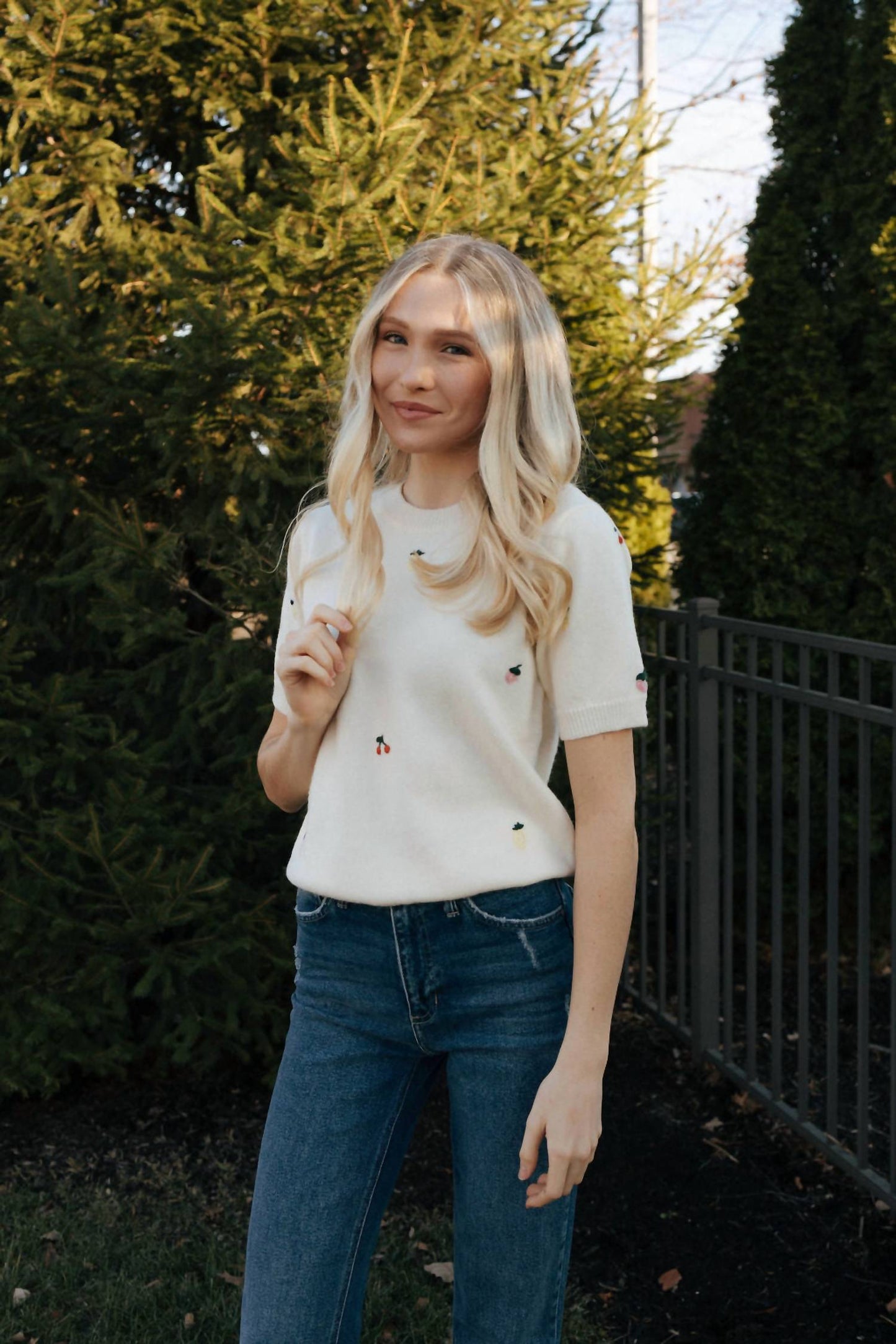 Aaron & Amber - Fruit Embroidered Sweater