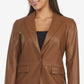 Blazer de couro feminino Laundry By Shelli Segal, marrom, tamanho médio