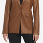 Blazer de couro feminino Laundry By Shelli Segal, marrom, tamanho médio