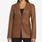 Blazer de couro feminino Laundry By Shelli Segal, marrom, tamanho médio