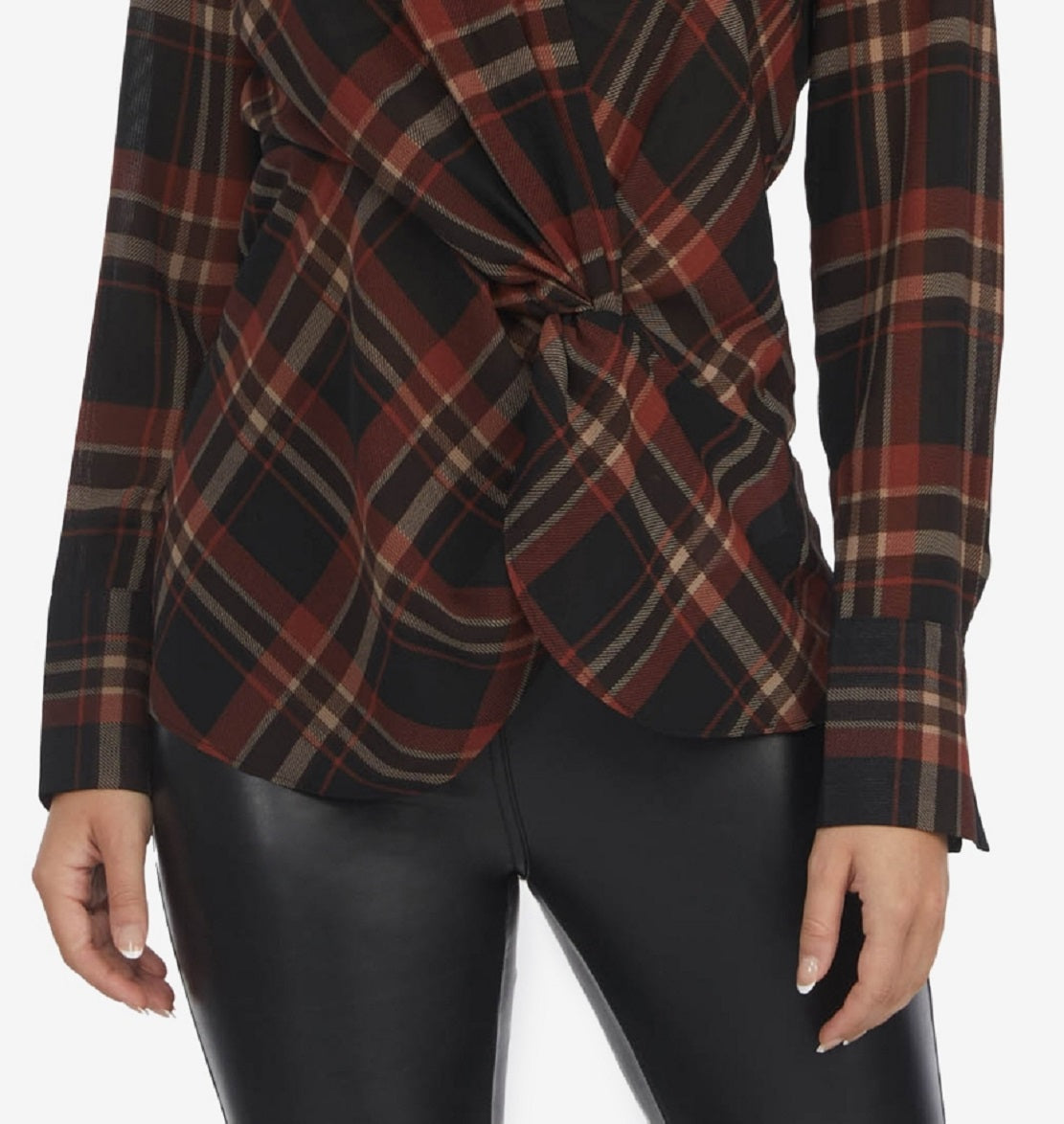 Blusa feminina Laundry By Shelli Segal com nó frontal, vermelha, tamanho grande