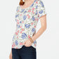 Camiseta feminina estampada Karen Scott, branca, tamanho XS