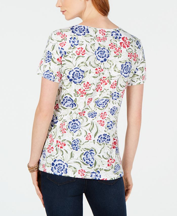 Camiseta feminina estampada Karen Scott, branca, tamanho XS