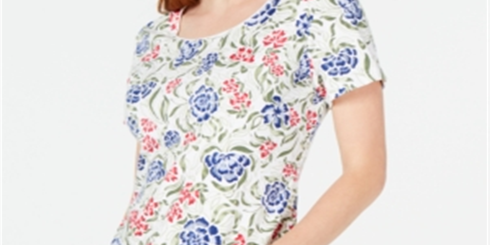 Camiseta feminina estampada Karen Scott, branca, tamanho XS