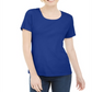Blusa feminina Karen Scott de manga curta e decote redondo, azul, tamanho pequeno