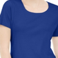 Blusa feminina Karen Scott de manga curta e decote redondo, azul, tamanho pequeno