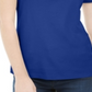 Blusa feminina Karen Scott de manga curta e decote redondo, azul, tamanho pequeno