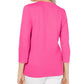 Karen Scott Blusa feminina de algodão com decote em V e acabamento em botões, rosa, tamanho extrapequeno