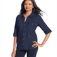 Camisa utilitária feminina Style &amp; Co, azul, tamanho pequeno GG