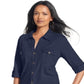Camisa utilitária feminina Style &amp; Co, azul, tamanho pequeno GG