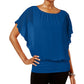 Blusa feminina azul aço da coleção JM, tamanho pequeno grande