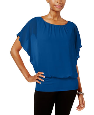 Blusa feminina azul aço da coleção JM, tamanho pequeno grande