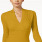 Suéter feminino canelado com sobrepeliz INC International Concepts, amarelo, tamanho X-Large
