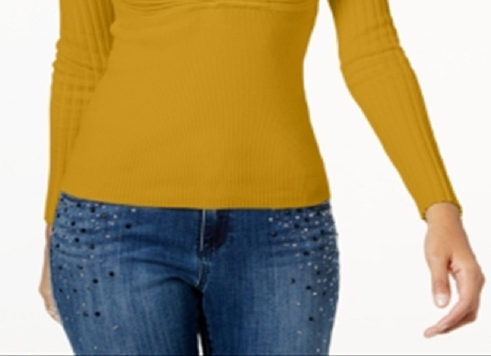 Suéter feminino canelado com sobrepeliz INC International Concepts, amarelo, tamanho X-Large