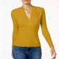 Suéter feminino canelado com sobrepeliz INC International Concepts, amarelo, tamanho X-Large