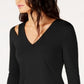 INC International Concepts Top feminino com decote em V e recorte, preto, tamanho X-S