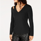 INC International Concepts Top feminino com decote em V e recorte, preto, tamanho X-S