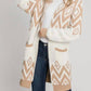 Allie Rose - Cozy Eyelash Chevron Open Cardigan With Pockets