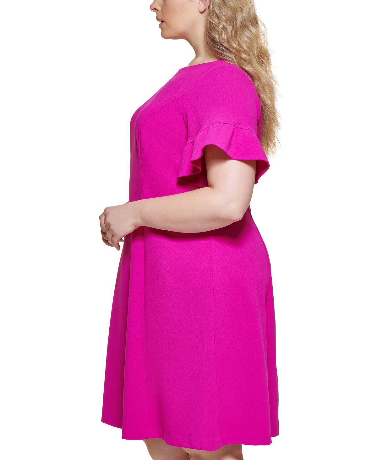 Vestido feminino Jessica Howard com mangas esvoaçantes e ajuste evasê, rosa, tamanho 22W