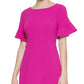 Vestido midi de crepe estilo Scuba com mangas franzidas Jessica Howard, rosa, tamanho 10