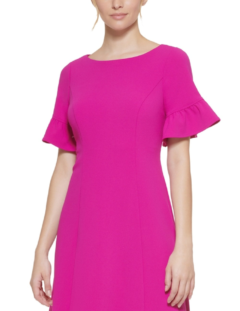 Vestido midi de crepe estilo Scuba com mangas franzidas Jessica Howard, rosa, tamanho 10