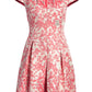 Vestido feminino Vince Camuto com corte evasê e estampa floral metálica em jacquard, laranja, tamanho 8
