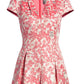 Vestido feminino Vince Camuto com corte evasê e estampa floral metálica em jacquard, laranja, tamanho 8