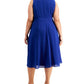 Vestido midi com babados Jessica Howard feminino, azul, tamanho 22W