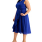 Vestido midi com babados Jessica Howard feminino, azul, tamanho 22W