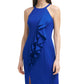 Vestido justo feminino Vince Camuto com decote halter e crepe Laguna, azul, tamanho 14