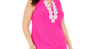 Vestido feminino Jessica Howard com apliques, rosa, tamanho 14W