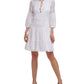 Vestido feminino Vince Camuto com ilhós e ajuste evasê, branco, tamanho 8