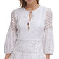 Vestido feminino Vince Camuto com ilhós e ajuste evasê, branco, tamanho 8