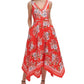 Vestido midi feminino Vince Camuto sem mangas com bainha de lenço, vermelho, tamanho 12